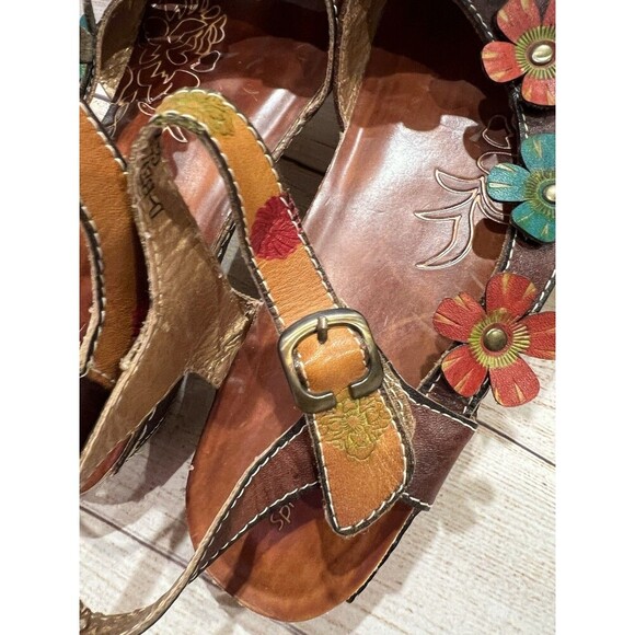 Spring Step Belladonna Colorful Leather Flower Wedge Sandals EU41 Fits US9.5/10 - Picture 12 of 12